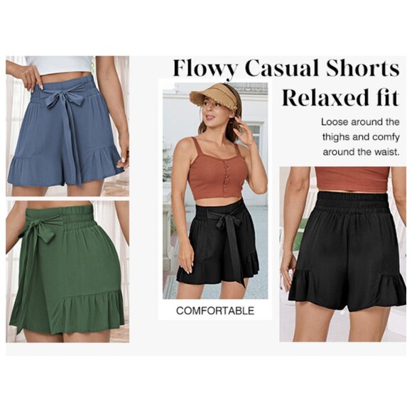 Dokotoo Black Tie Front Ruffle Shorts NWT Size 2XL - Picture 3 of 15